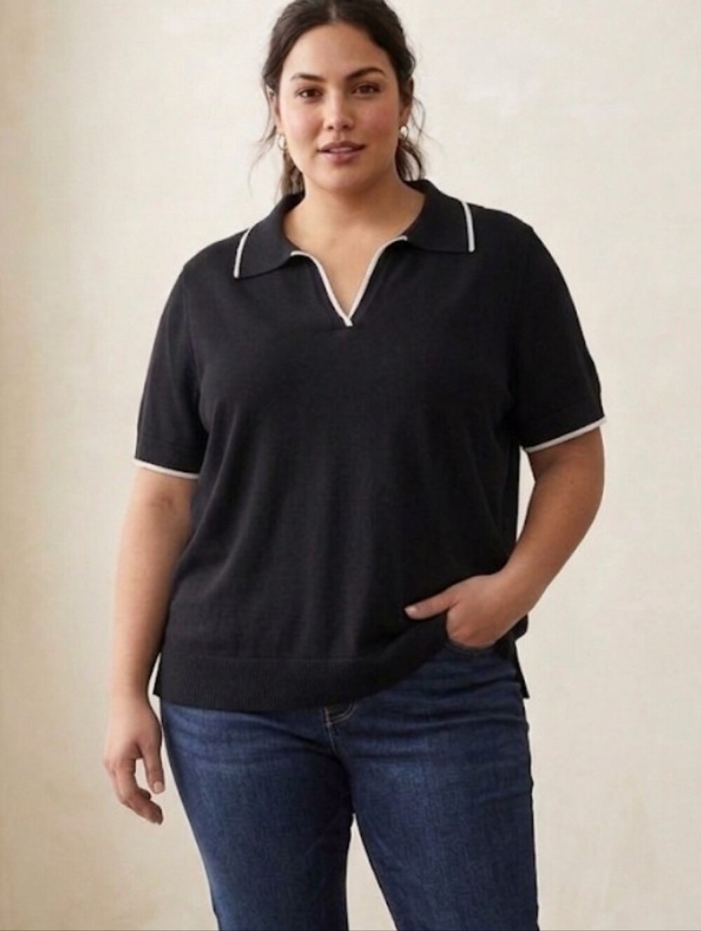 26/28 -Lane Bryant- Black Polo Style Shirt